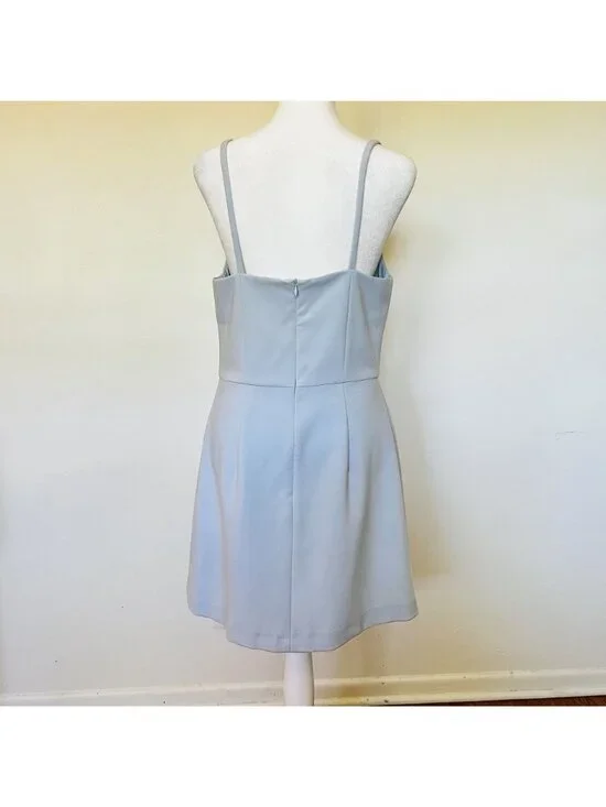 French Connection Whisper Square Neck Mini Dress Dreamy Lt Blue 8 Fairy Coquette - Picture 5 of 11